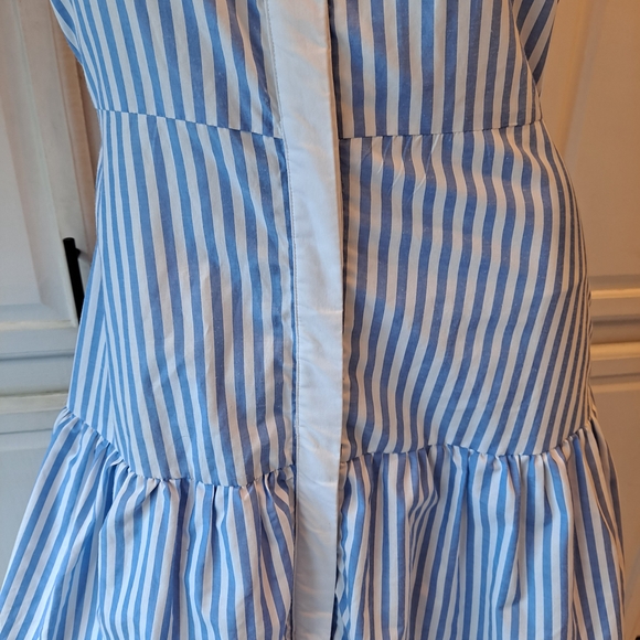 Vestique Blue and White Striped Collared Button Up Maxi Dress - Picture 3 of 10